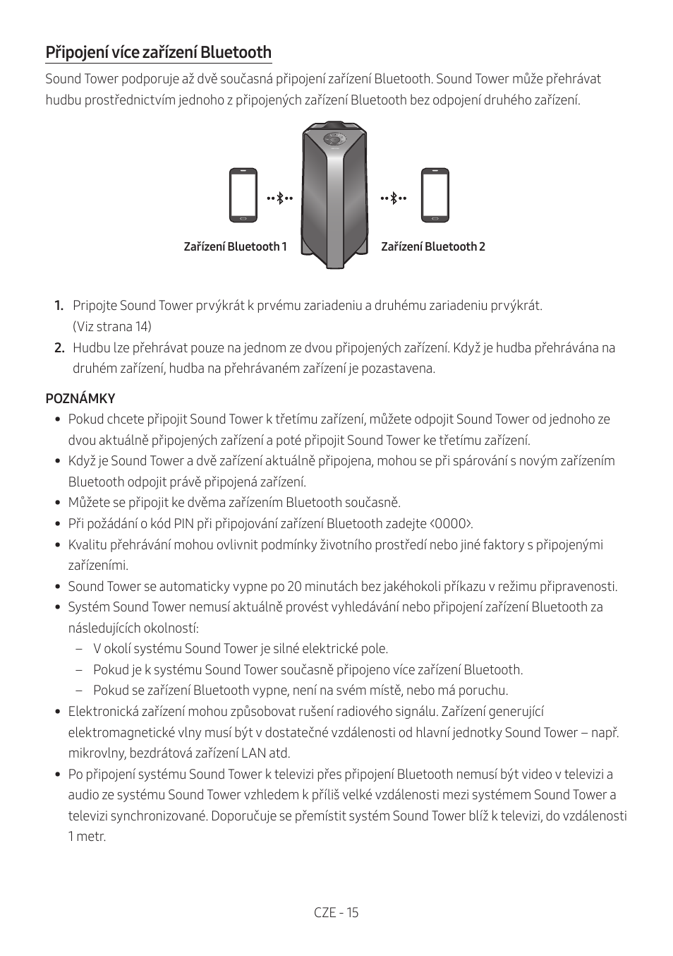 Připojení více zařízení bluetooth | Samsung MX-T50 Giga Party 500W Wireless Speaker User Manual | Page 109 / 512