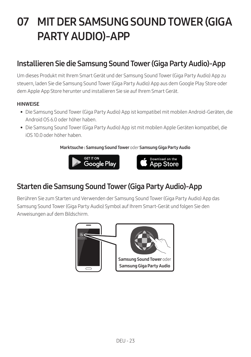 Mit der samsung sound tower, Giga party audio)-app | Samsung MX-T50 Giga Party 500W Wireless Speaker User Manual | Page 147 / 512