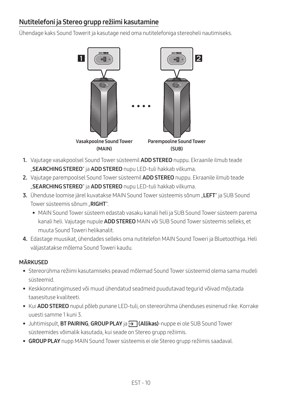 Nutitelefoni ja stereo grupp režiimi kasutamine | Samsung MX-T50 Giga Party 500W Wireless Speaker User Manual | Page 164 / 512