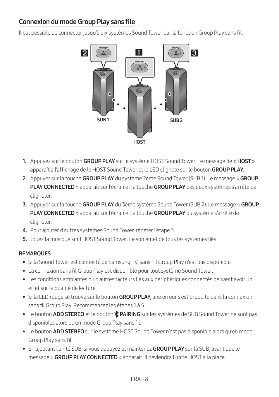 Connexion du mode group play sans file | Samsung MX-T50 Giga Party 500W Wireless Speaker User Manual | Page 192 / 512