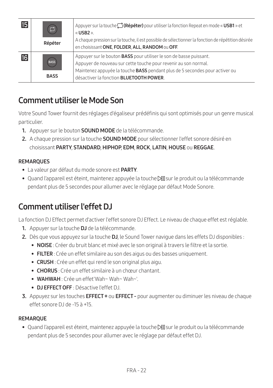 Comment utiliser le mode son, Comment utiliser l'effet dj | Samsung MX-T50 Giga Party 500W Wireless Speaker User Manual | Page 206 / 512