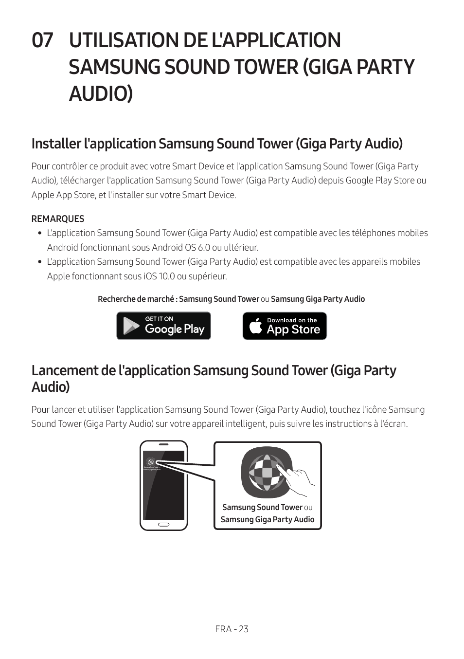 Utilisation de l'application samsung, Sound tower (giga party audio) | Samsung MX-T50 Giga Party 500W Wireless Speaker User Manual | Page 207 / 512