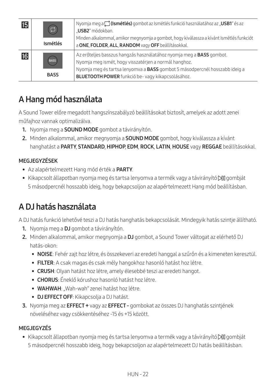 A hang mód használata, A dj hatás használata | Samsung MX-T50 Giga Party 500W Wireless Speaker User Manual | Page 266 / 512