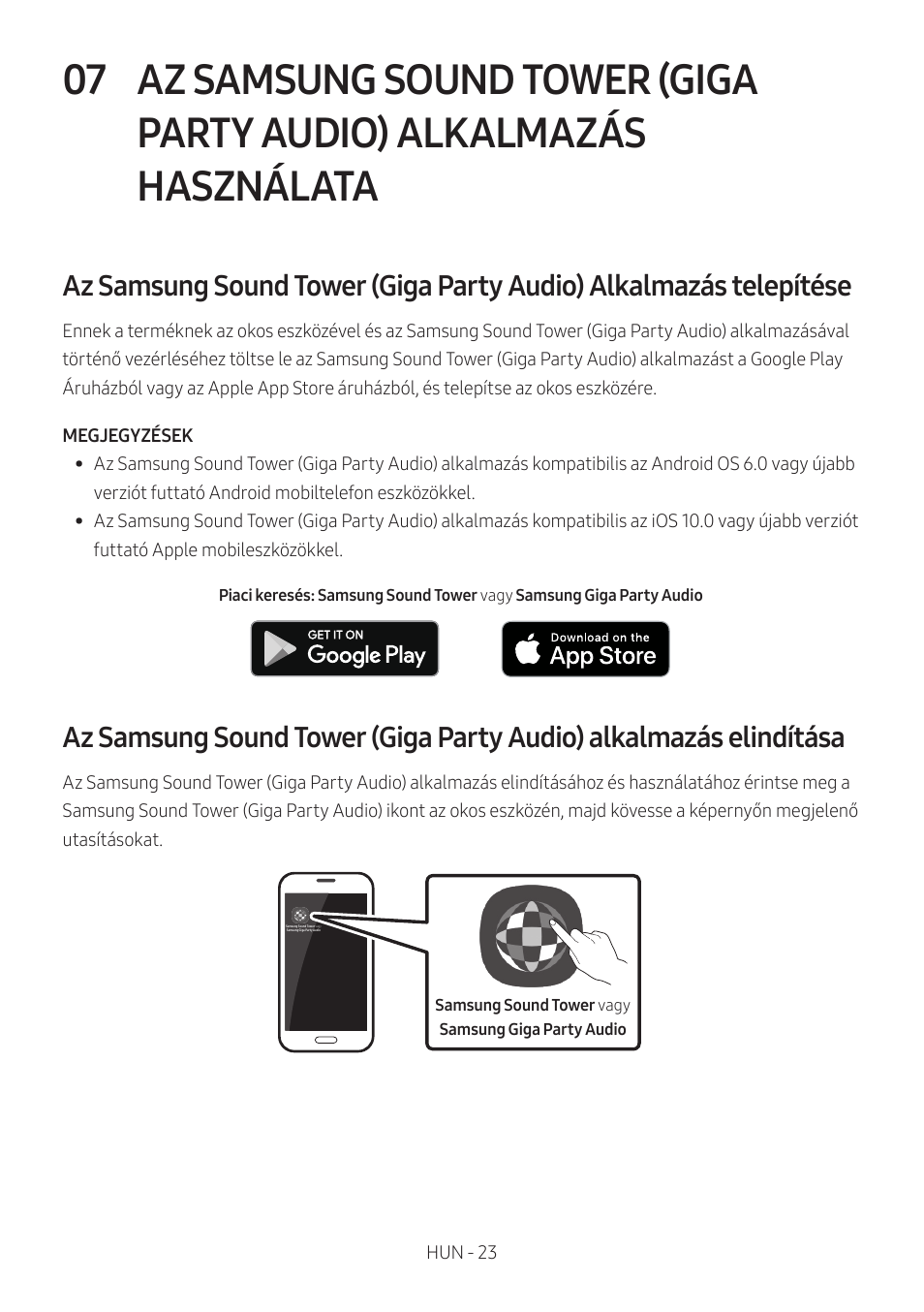 Az samsung sound tower (giga party audio), Alkalmazás használata | Samsung MX-T50 Giga Party 500W Wireless Speaker User Manual | Page 267 / 512