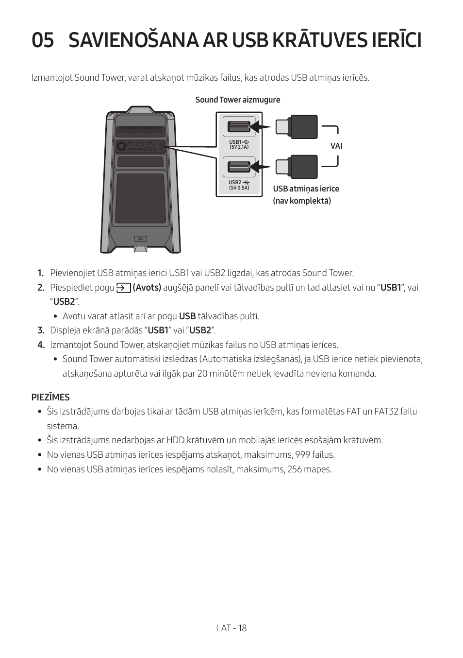 05 savienošana ar usb krātuves ierīci, Savienošana ar usb krātuves ierīci | Samsung MX-T50 Giga Party 500W Wireless Speaker User Manual | Page 322 / 512