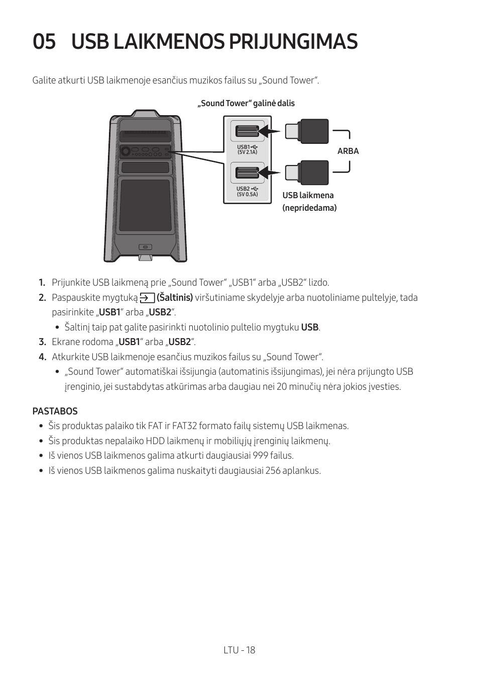 05 usb laikmenos prijungimas, Usb laikmenos prijungimas | Samsung MX-T50 Giga Party 500W Wireless Speaker User Manual | Page 352 / 512