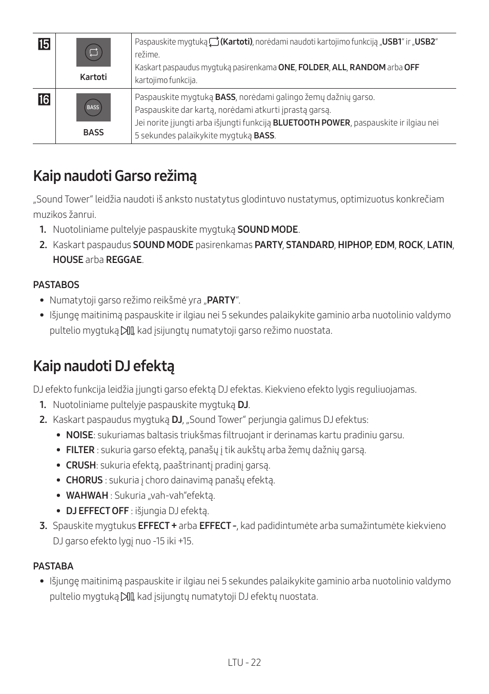 Kaip naudoti garso režimą, Kaip naudoti dj efektą | Samsung MX-T50 Giga Party 500W Wireless Speaker User Manual | Page 356 / 512