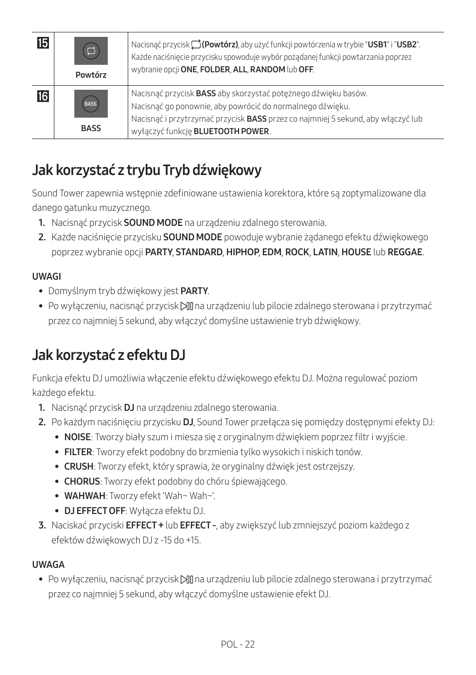 Jak korzystać z trybu tryb dźwiękowy, Jak korzystać z efektu dj | Samsung MX-T50 Giga Party 500W Wireless Speaker User Manual | Page 386 / 512