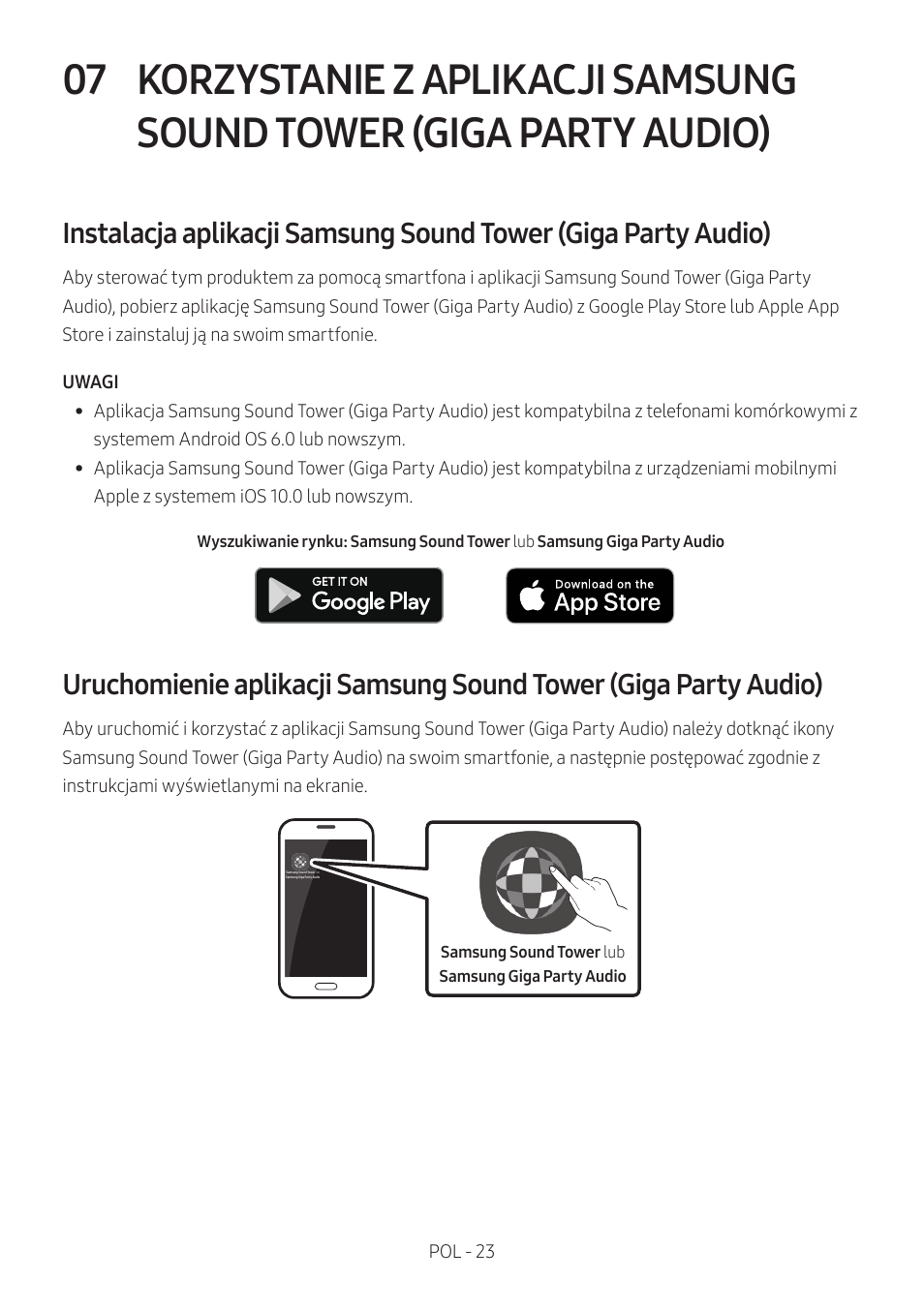 Korzystanie z aplikacji samsung sound tower, Giga party audio) | Samsung MX-T50 Giga Party 500W Wireless Speaker User Manual | Page 387 / 512