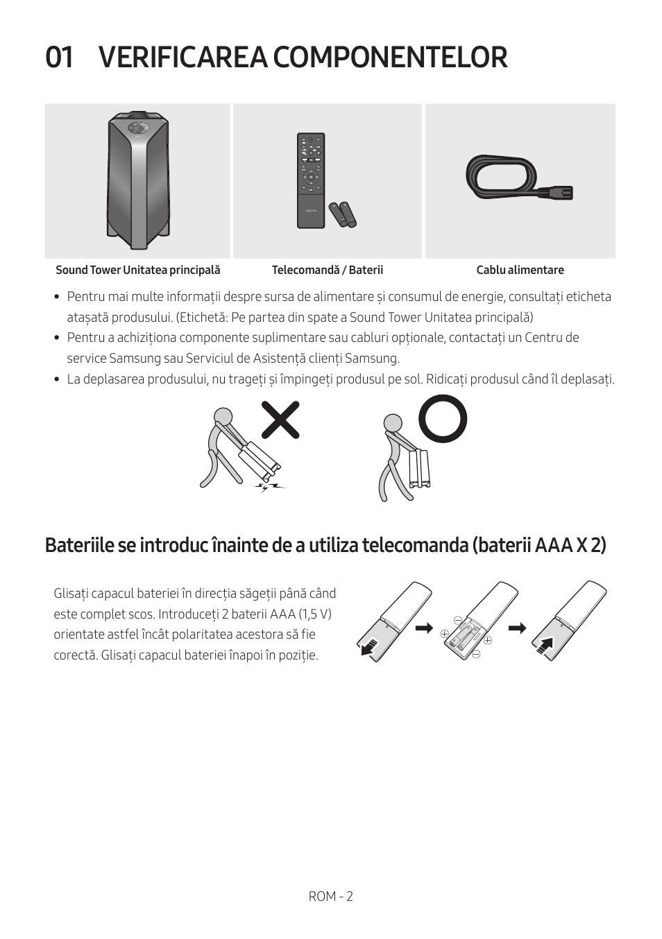 01 verificarea componentelor, Verificarea componentelor | Samsung MX-T50 Giga Party 500W Wireless Speaker User Manual | Page 396 / 512