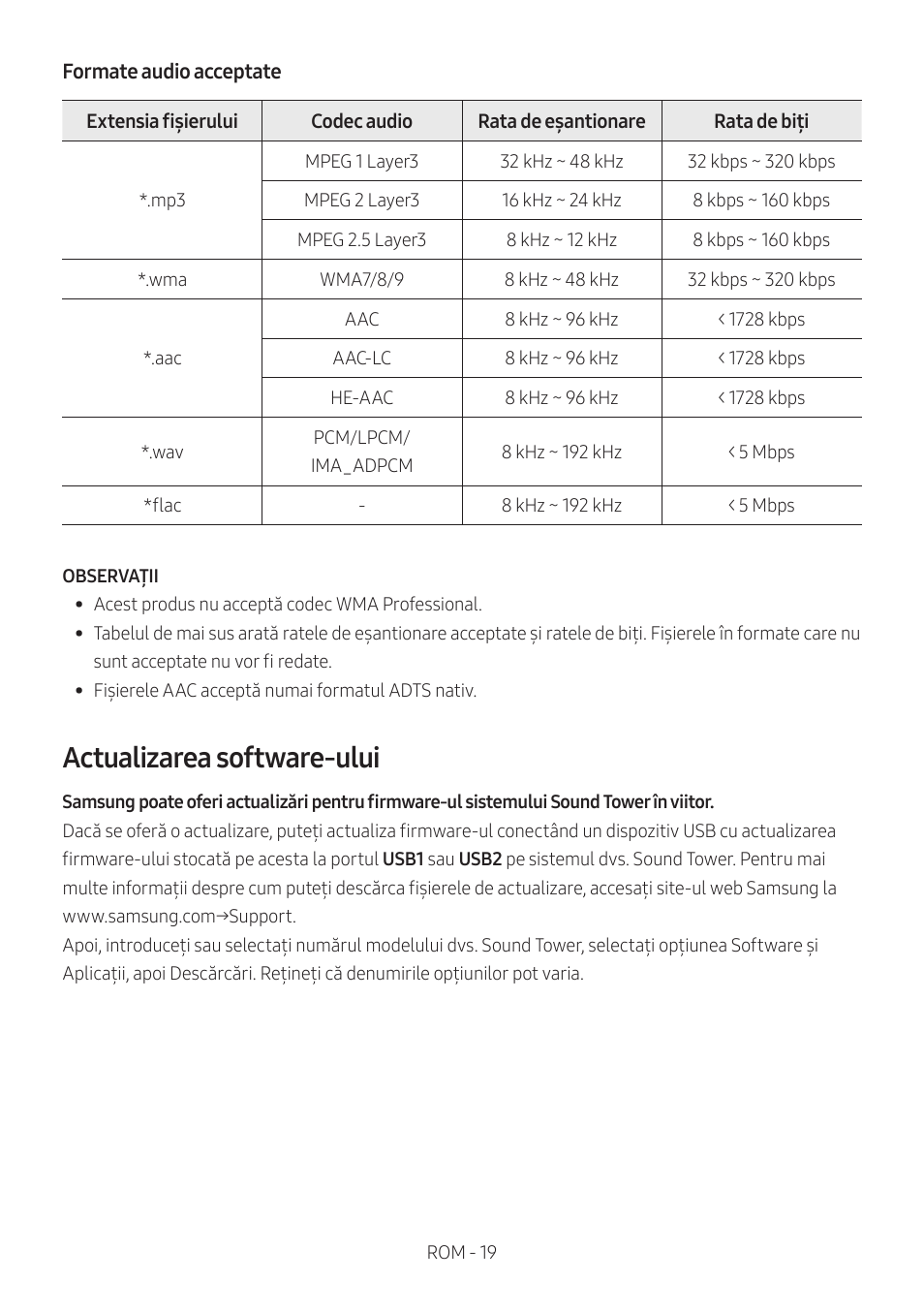 Actualizarea software-ului | Samsung MX-T50 Giga Party 500W Wireless Speaker User Manual | Page 413 / 512