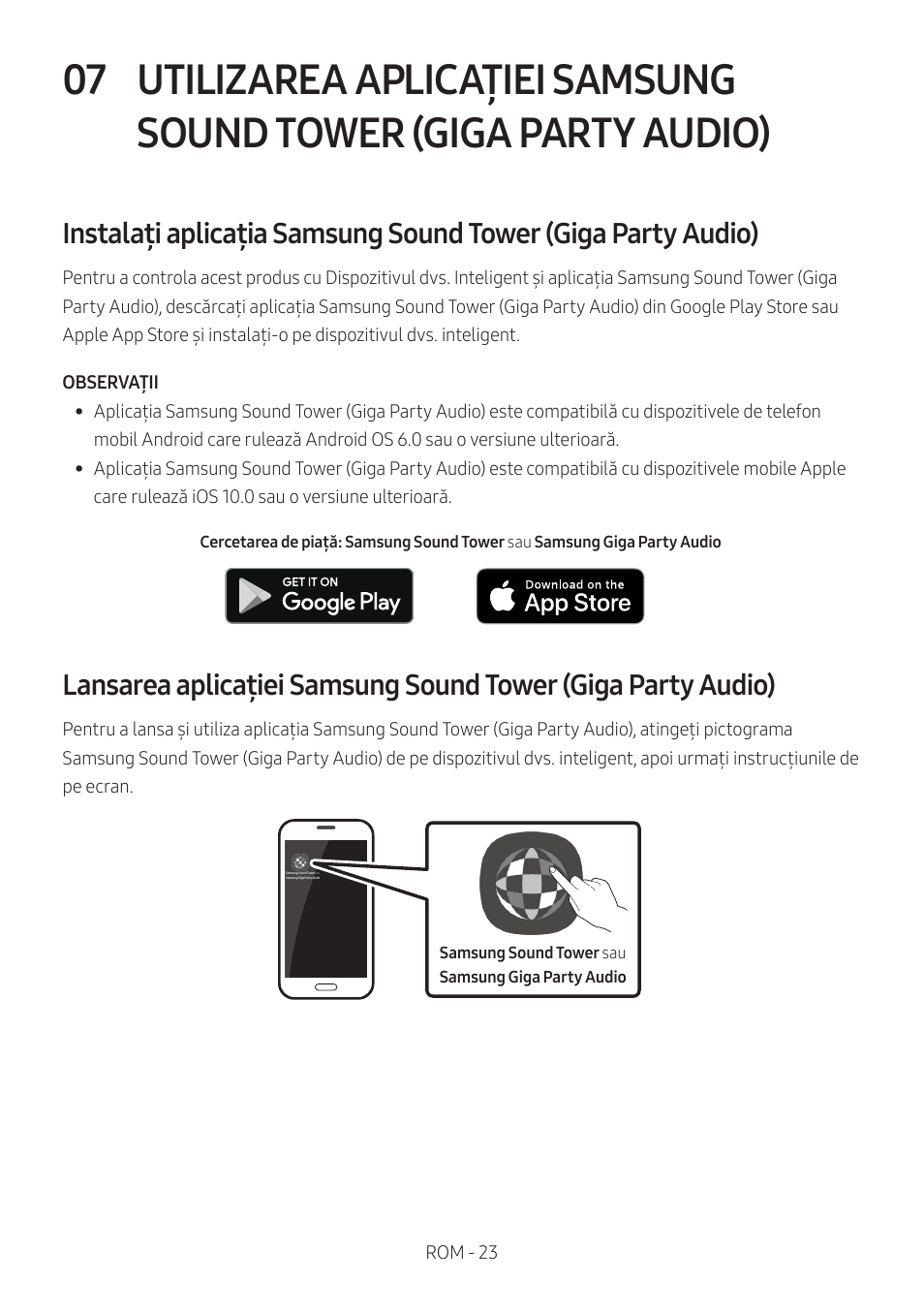 Utilizarea aplicației samsung sound tower, Giga party audio) | Samsung MX-T50 Giga Party 500W Wireless Speaker User Manual | Page 417 / 512