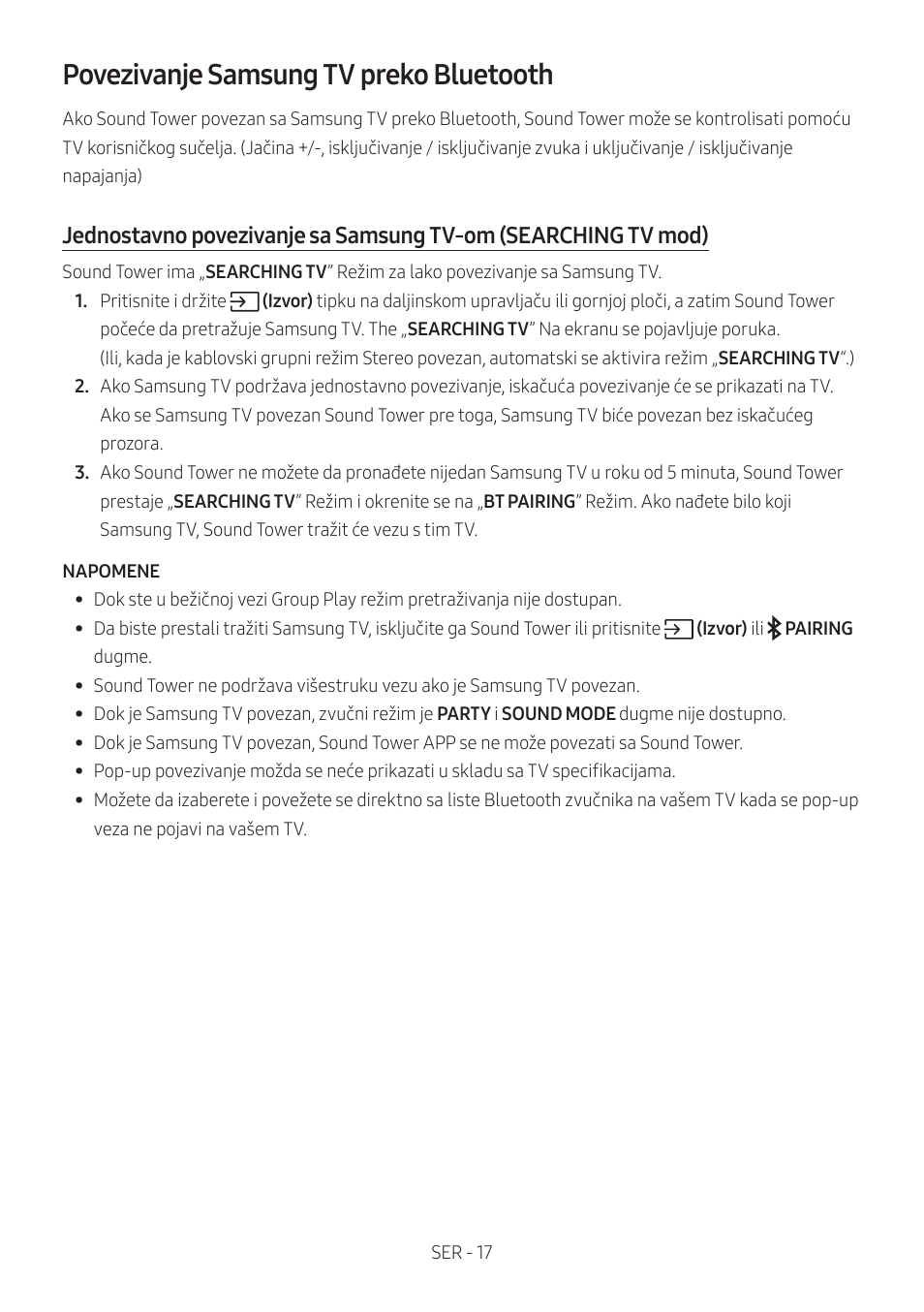 Povezivanje samsung tv preko bluetooth | Samsung MX-T50 Giga Party 500W Wireless Speaker User Manual | Page 441 / 512