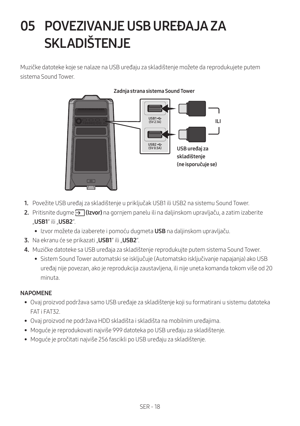 05 povezivanje usb uređaja za skladištenje, Povezivanje usb uređaja za skladištenje | Samsung MX-T50 Giga Party 500W Wireless Speaker User Manual | Page 442 / 512