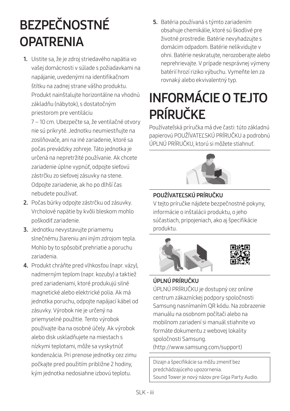 Bezpečnostné opatrenia, Informácie o tejto príručke | Samsung MX-T50 Giga Party 500W Wireless Speaker User Manual | Page 453 / 512