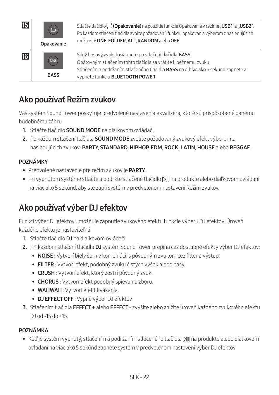 Ako používať režim zvukov, Ako používať výber dj efektov | Samsung MX-T50 Giga Party 500W Wireless Speaker User Manual | Page 476 / 512