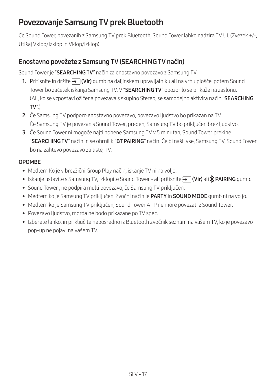 Povezovanje samsung tv prek bluetooth | Samsung MX-T50 Giga Party 500W Wireless Speaker User Manual | Page 501 / 512