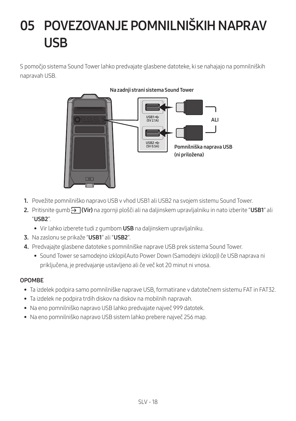 05 povezovanje pomnilniških naprav usb, Povezovanje pomnilniških naprav usb | Samsung MX-T50 Giga Party 500W Wireless Speaker User Manual | Page 502 / 512