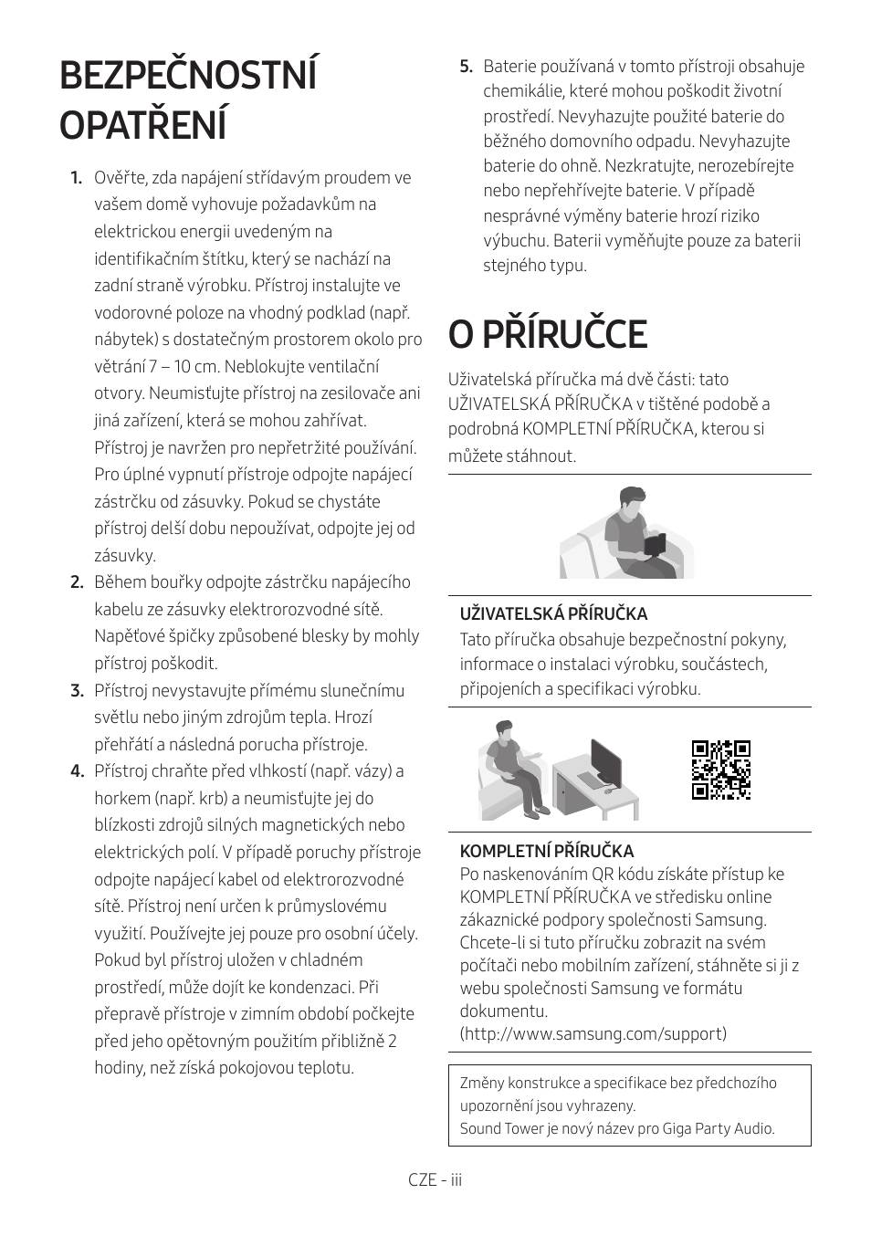 Bezpečnostní opatření, O příručce | Samsung MX-T50 Giga Party 500W Wireless Speaker User Manual | Page 93 / 512