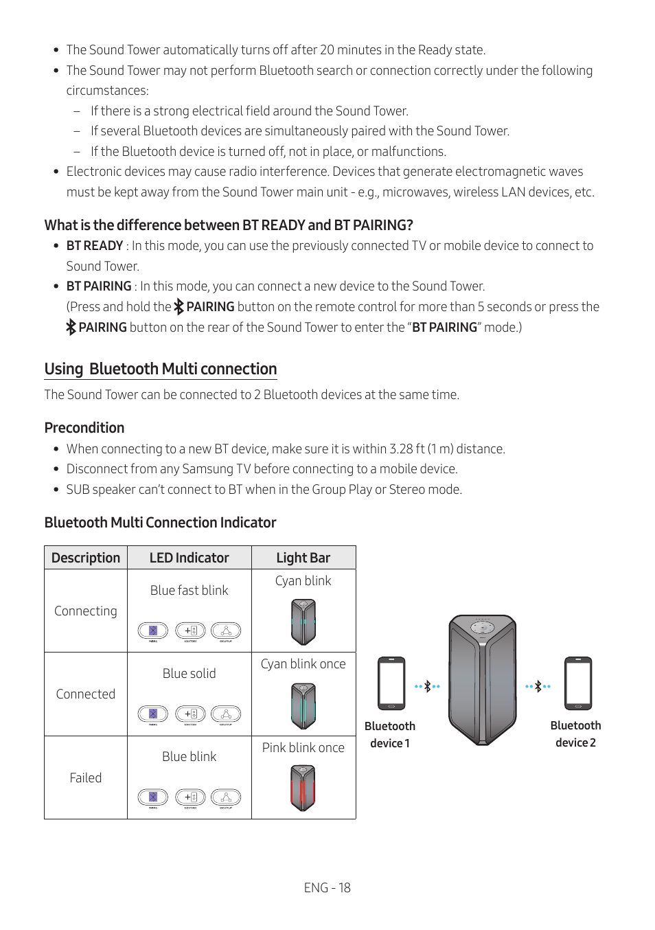 Using bluetooth multi connection | Samsung MX-ST90B Sound Tower 1700W Wireless Party Speaker User Manual | Page 24 / 45