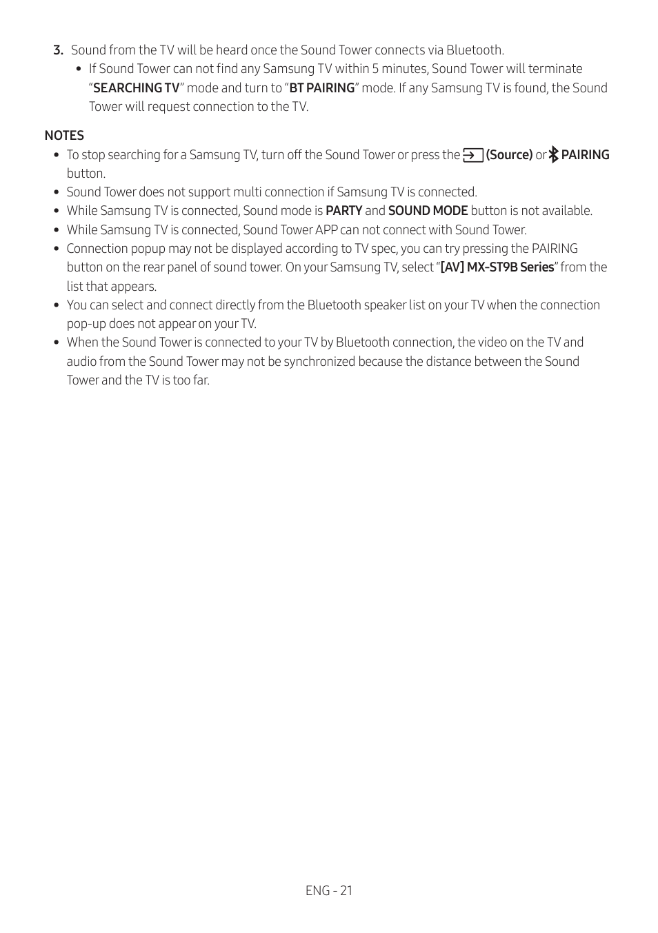 Samsung MX-ST90B Sound Tower 1700W Wireless Party Speaker User Manual | Page 27 / 45