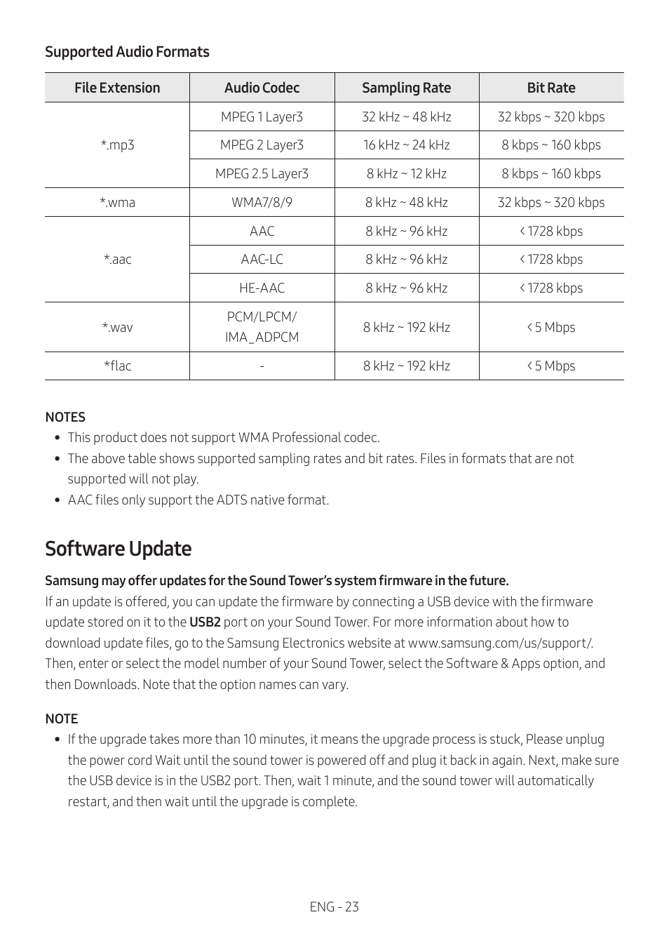 Software update | Samsung MX-ST90B Sound Tower 1700W Wireless Party Speaker User Manual | Page 29 / 45