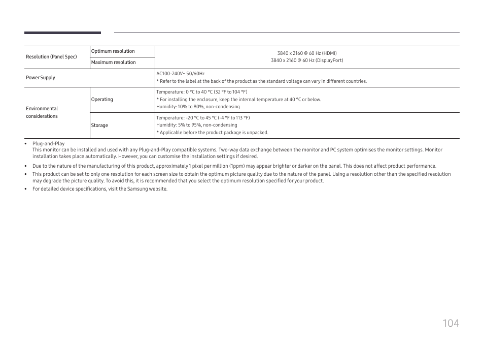 Samsung QHC Series 43" 4K UHD Commercial Monitor User Manual | Page 104 / 108