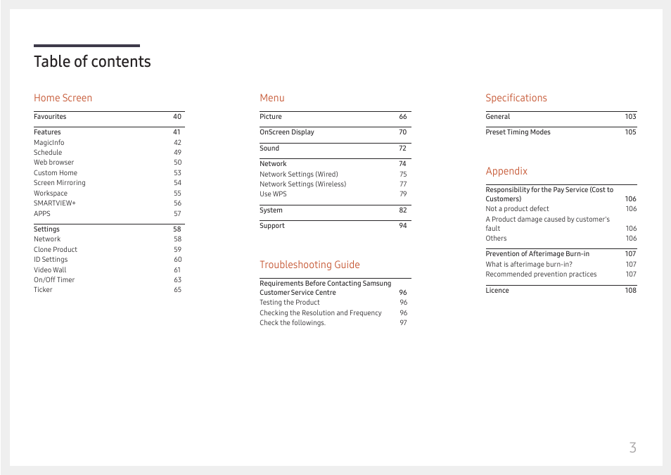 Samsung QHC Series 43" 4K UHD Commercial Monitor User Manual | Page 3 / 108