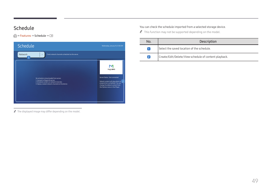 Schedule, No. description | Samsung QHC Series 43" 4K UHD Commercial Monitor User Manual | Page 49 / 108