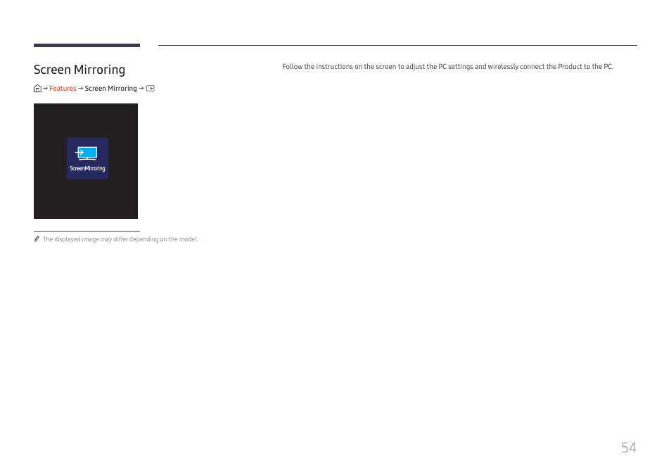 Screen mirroring | Samsung QHC Series 43" 4K UHD Commercial Monitor User Manual | Page 54 / 108