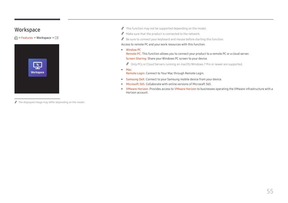 Workspace | Samsung QHC Series 43" 4K UHD Commercial Monitor User Manual | Page 55 / 108