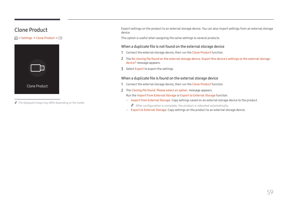 Clone product, Clone product 59 | Samsung QHC Series 43" 4K UHD Commercial Monitor User Manual | Page 59 / 108