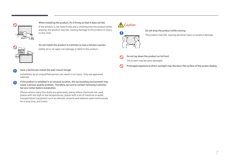 Caution | Samsung QHC Series 43" 4K UHD Commercial Monitor User Manual | Page 7 / 108