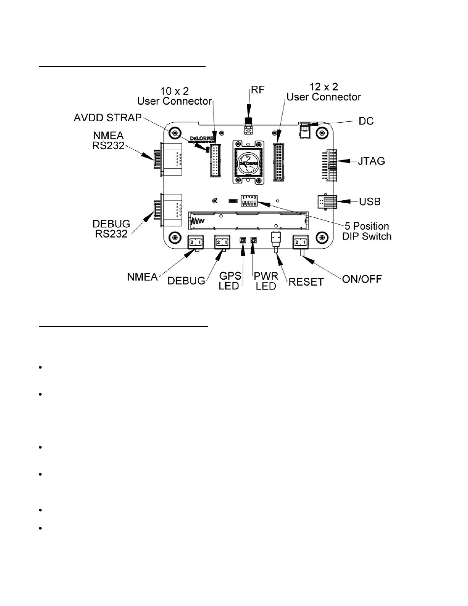 Layout and component location, Features/functional descriptions | DeLorme GPS2058 User Manual | Page 5 / 11