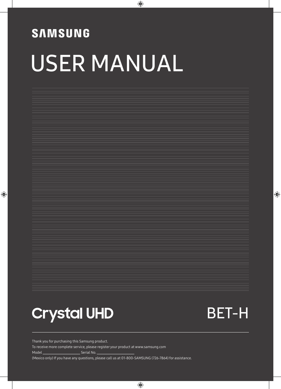 Samsung BET-H 70" HDR 4K UHD Commercial LED TV User Manual | 44 pages