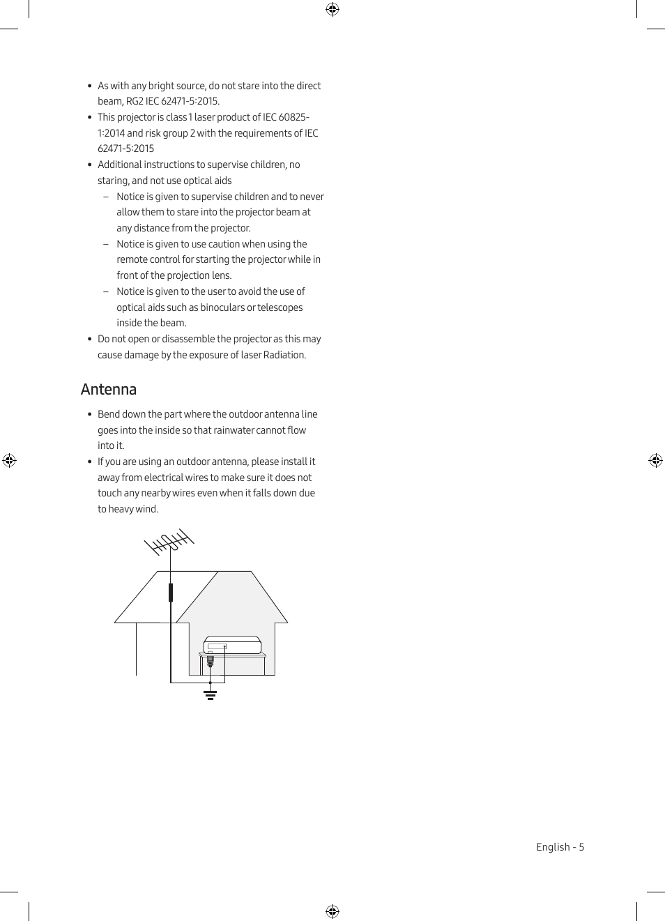 Antenna | Samsung The Premiere LSP7T 2200-Lumen Ultra-Short Throw Smart Laser DLP Home Theater Projector User Manual | Page 5 / 20