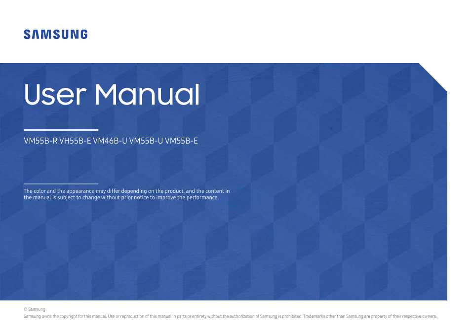 Samsung VM55B-U 55" Video Wall Display User Manual | 76 pages