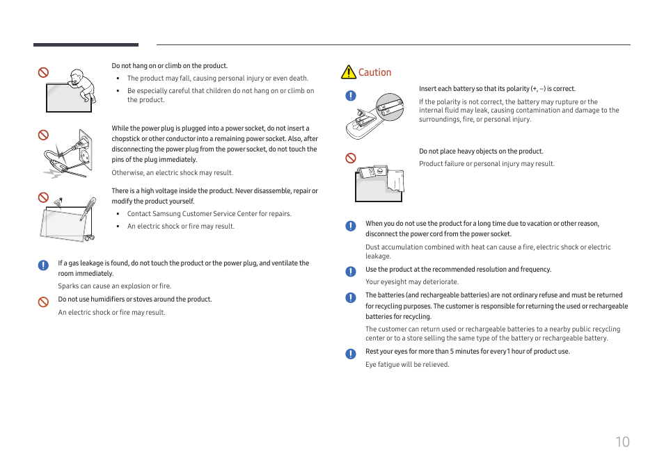 Caution | Samsung VM55B-U 55" Video Wall Display User Manual | Page 10 / 76