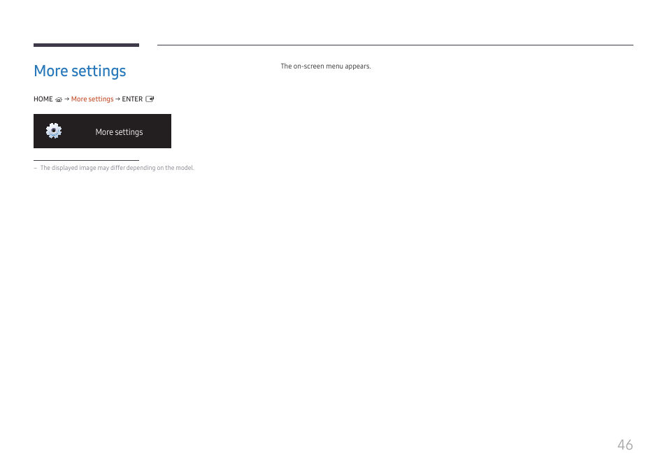 More settings, More settings 46 | Samsung VM55B-U 55" Video Wall Display User Manual | Page 46 / 76