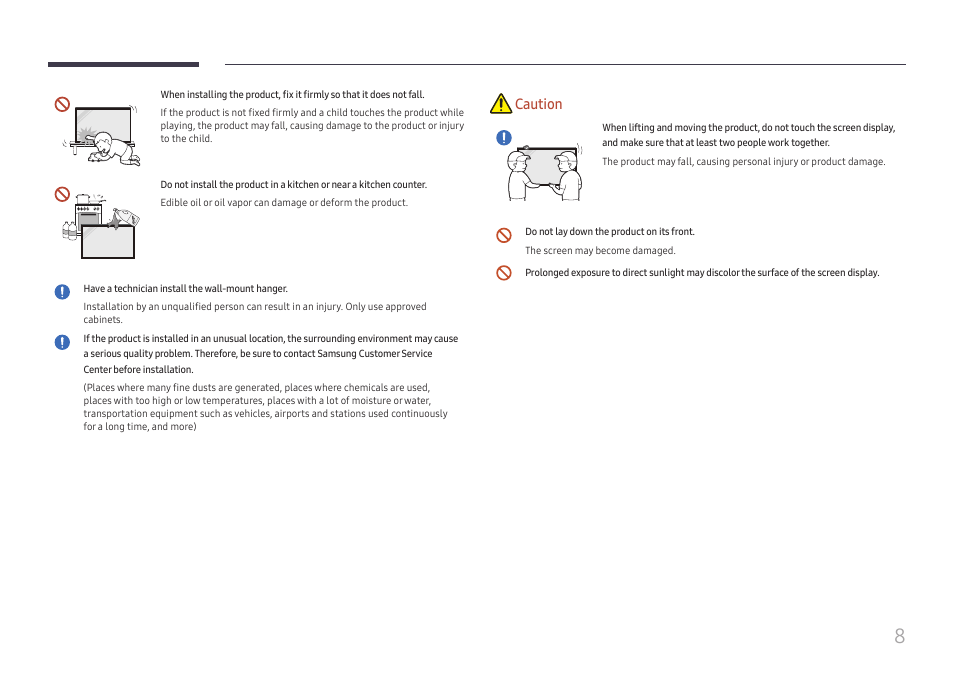 Caution | Samsung VM55B-U 55" Video Wall Display User Manual | Page 8 / 76
