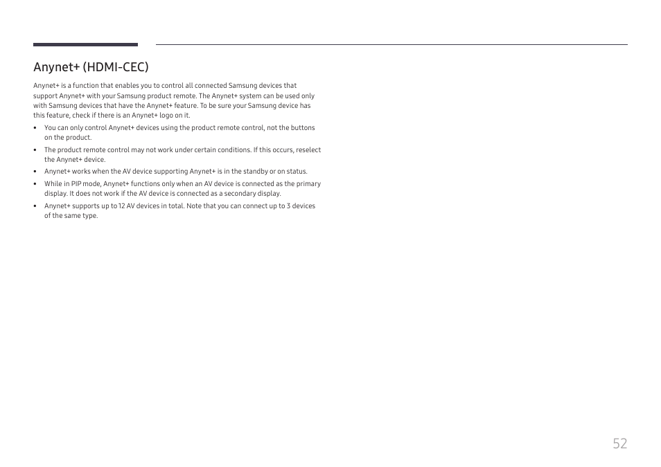 Anynet+ (hdmi-cec) | Samsung WM55B Flip Pro 55" 4K Interactive Touchscreen LED Display User Manual | Page 52 / 76