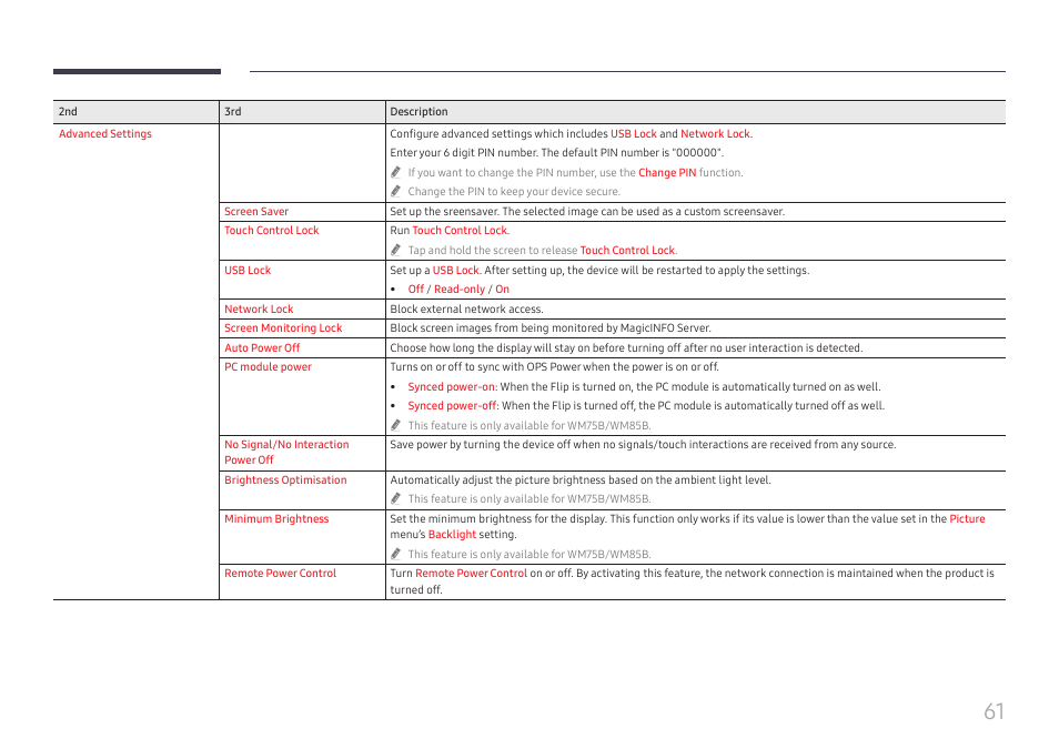 Samsung WM55B Flip Pro 55" 4K Interactive Touchscreen LED Display User Manual | Page 61 / 76