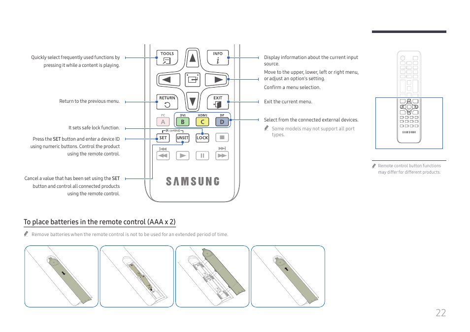 Samsung QET 85" Class 4K UHD Commercial LED Display User Manual | Page 22 / 105