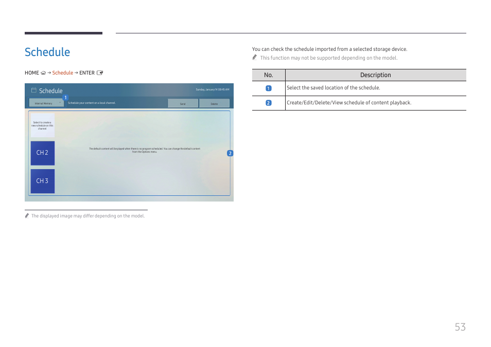 Schedule, Schedule 53 | Samsung QET 85" Class 4K UHD Commercial LED Display User Manual | Page 53 / 105