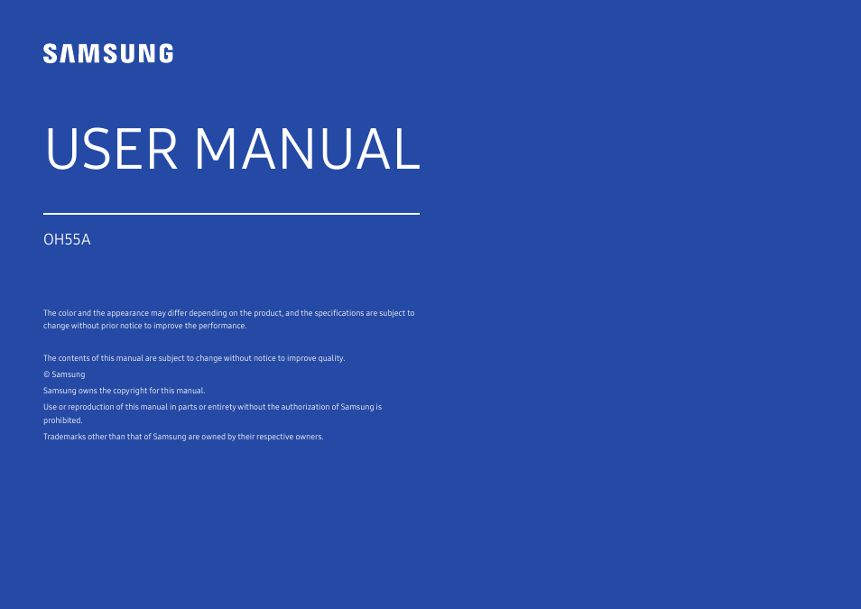 Samsung OHA 75" 4K Outdoor Commercial Display User Manual | 105 pages