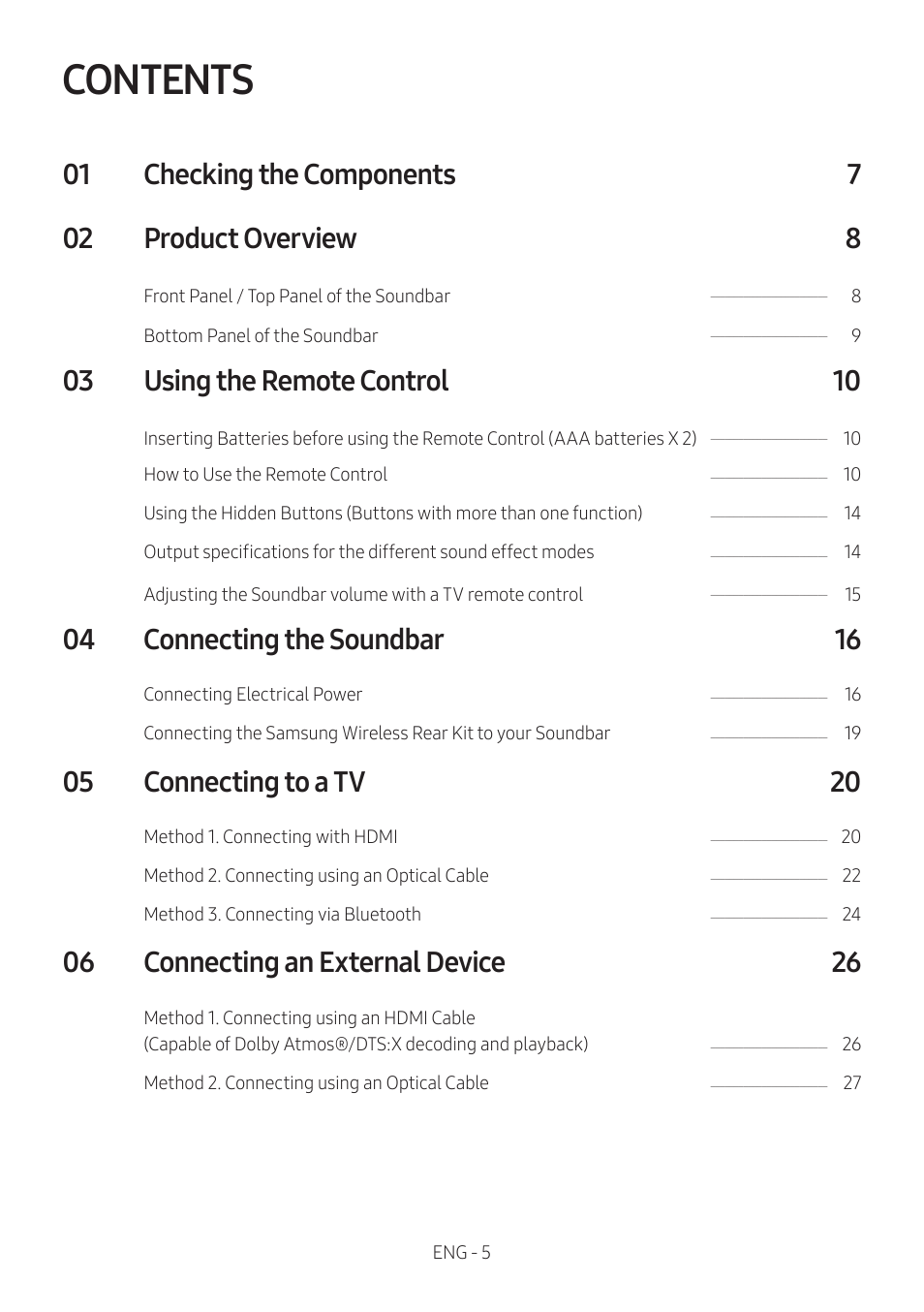 Samsung Q Series HW-Q600C 360W 3.1.2-Channel Dolby Atmos Soundbar System User Manual | Page 5 / 45