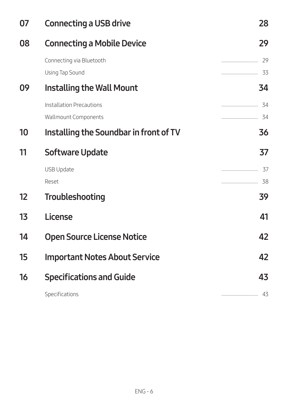 09 installing the wall mount 34 | Samsung Q Series HW-Q600C 360W 3.1.2-Channel Dolby Atmos Soundbar System User Manual | Page 6 / 45