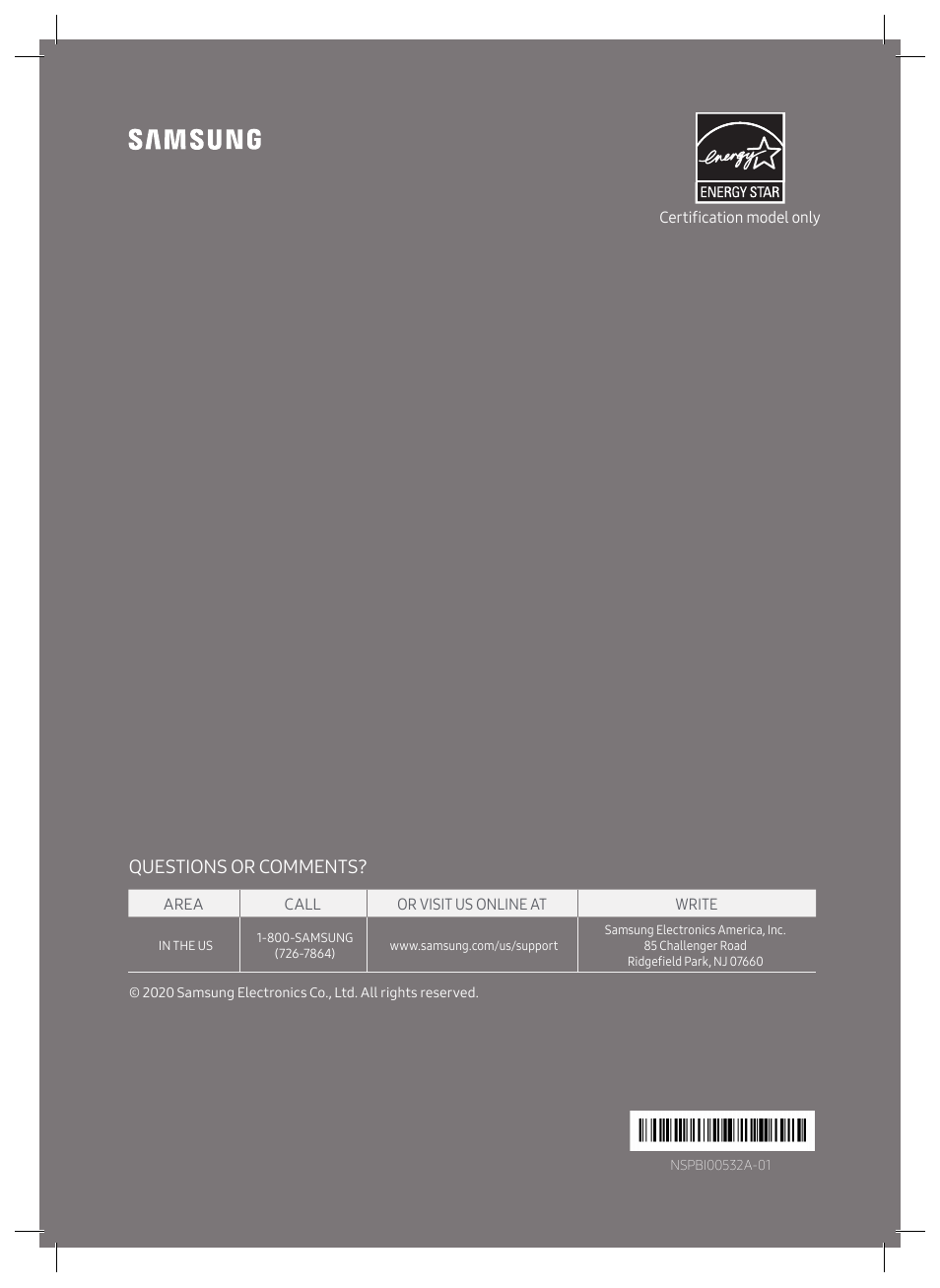 Questions or comments | Samsung SWA-W510 6.5" Wireless Subwoofer for S-Series Soundbars User Manual | Page 11 / 11