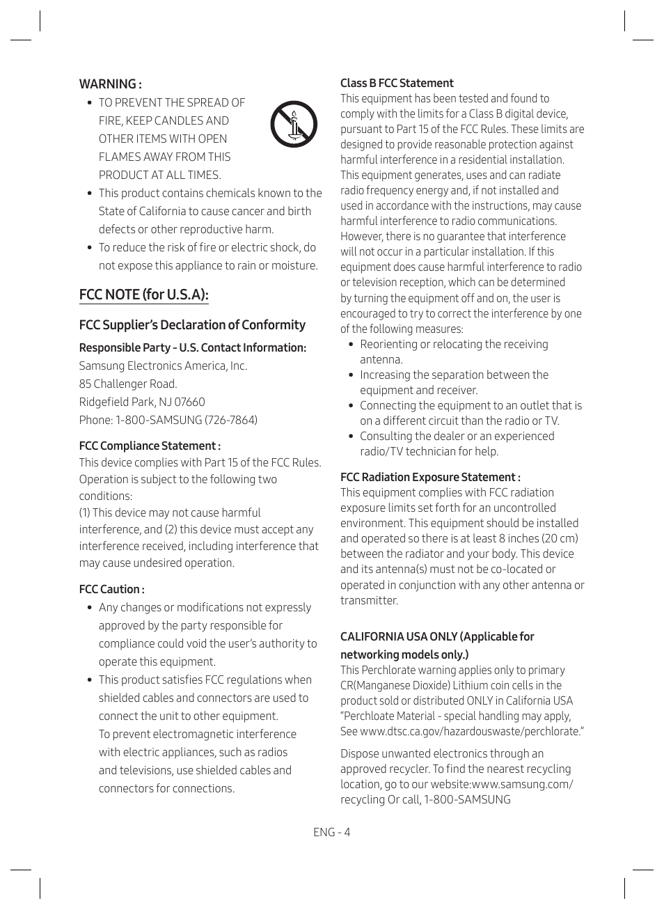 Precautions, Important safety instructions | Samsung SWA-W510 6.5" Wireless Subwoofer for S-Series Soundbars User Manual | Page 4 / 11