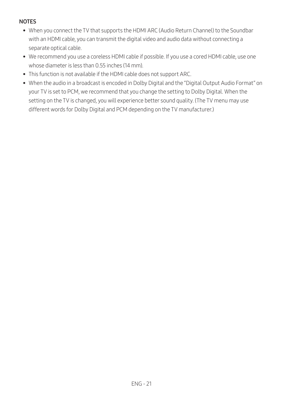 Samsung HW-S60B 5-Channel Soundbar User Manual | Page 21 / 48